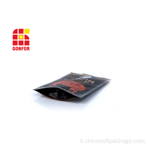 Confezione Jerky Bacon Stand Up Pouch con cerniera